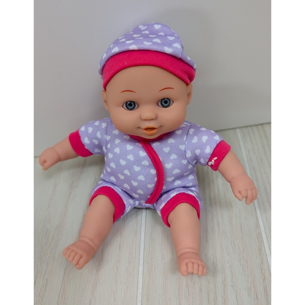 Walmart My sweet Love Baby Doll 8"  Purple Pink Heart Print Outfit Hat Soft Body